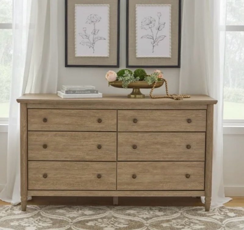 my texas house monroe 6-drawer dresser, brushed oak finish(incomplete box 1/2)