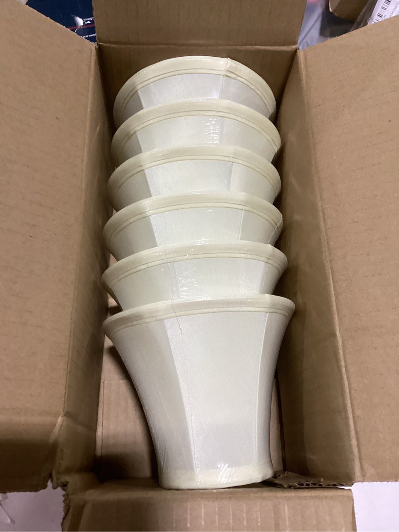 Condition photo showing New/Like New for Wellmet Chandelier Shades, ONLY FOR CANDELABRA BULBS, Clip-on Fitter Lamp Shades, 3" X 6" X 5", 6 pcs Set Cream white Bell-3x6x5 inches