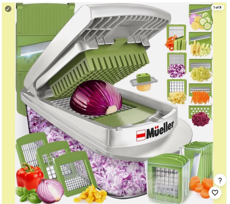 Mueller Pro-Series 10-in-1, 8 Blade Vegetable 8 Blade, White Sand/Green