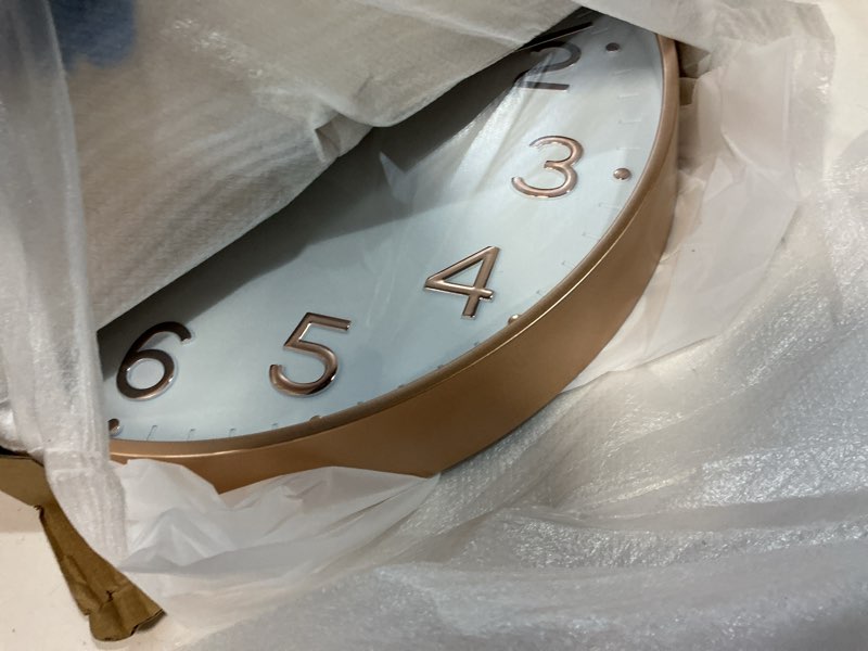 Condition photo showing Good Condition for Wall Clock, 12 Inch Wall Clocks Battery Operated, Silent Non Ticking Analog Clock with Large Numbers, Cream Modern Wooden Hands Clocks for Living Room Bedroom Kitchen Hotel Farmhouse, Brown Mocha Brown 12 Inch