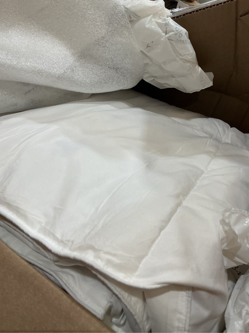Condition photo showing As Is for moomee bedding duvet cover set 100% washed cotton linen like textured breathable durable soft comfy (solid bright white, super king plus 120"x120") solid bright white (no comforter) super king plus (120"x120")