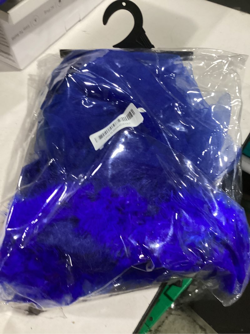 Condition photo showing Good Condition for mepase 16 pcs halloween blue cookie costume accessories include faux plush cookie bag chocolate chip cookies patches tutu skirt thigh-high socks for halloween