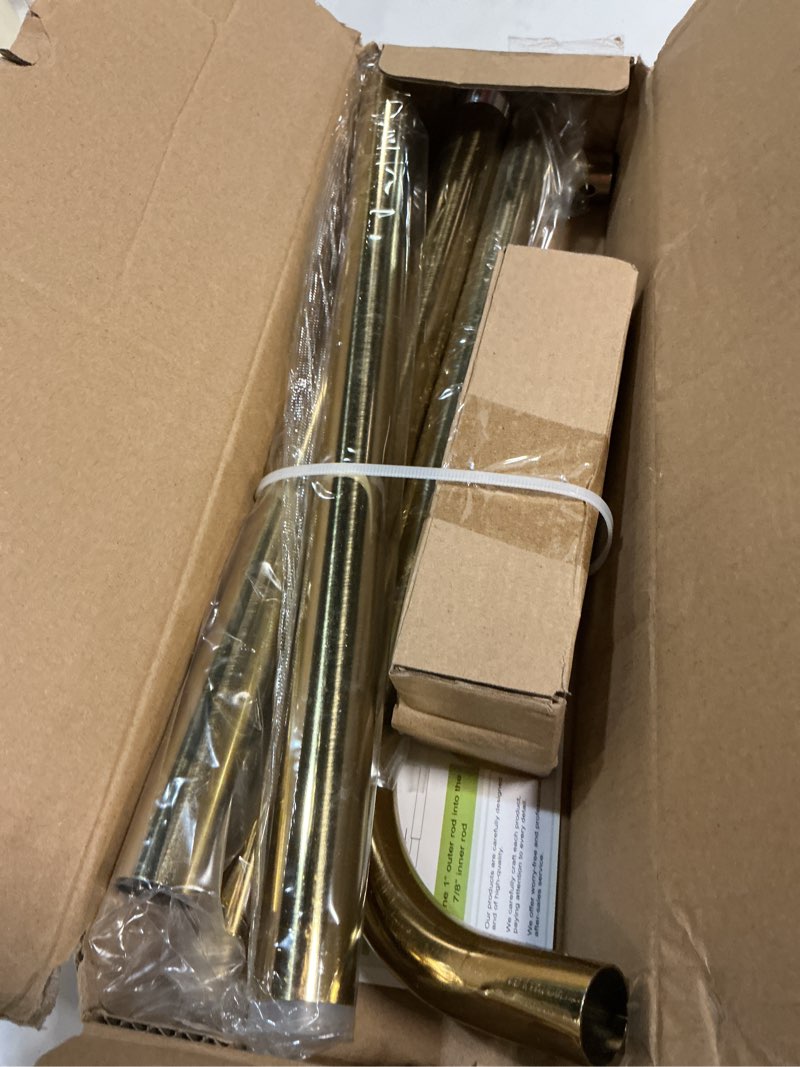 Condition photo showing Good Condition for tangwin gold wrap around curtain rods 28 to 48 inch:blackout heavy duty adjustable window curtain rod room darkening,modern industrial curved french return metal drapery rods easy install,brushed gold brushed gold 28-48"
