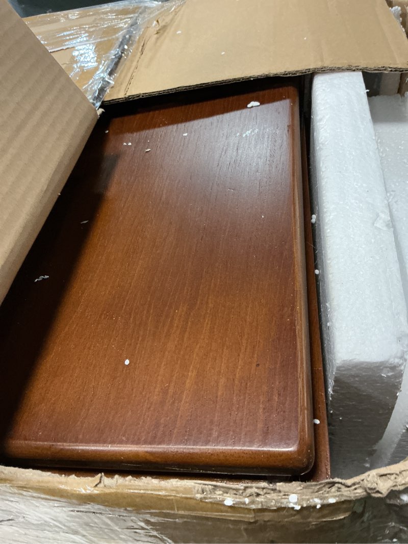 Condition photo showing As Is for solid wood small vanity desk with mirror and lights, narrow makeup vanity for small space, flip top vanity side table, 3 color modes & adjustable brightness, 19.6" slim dressing table, walnut walnut 19.6" wide