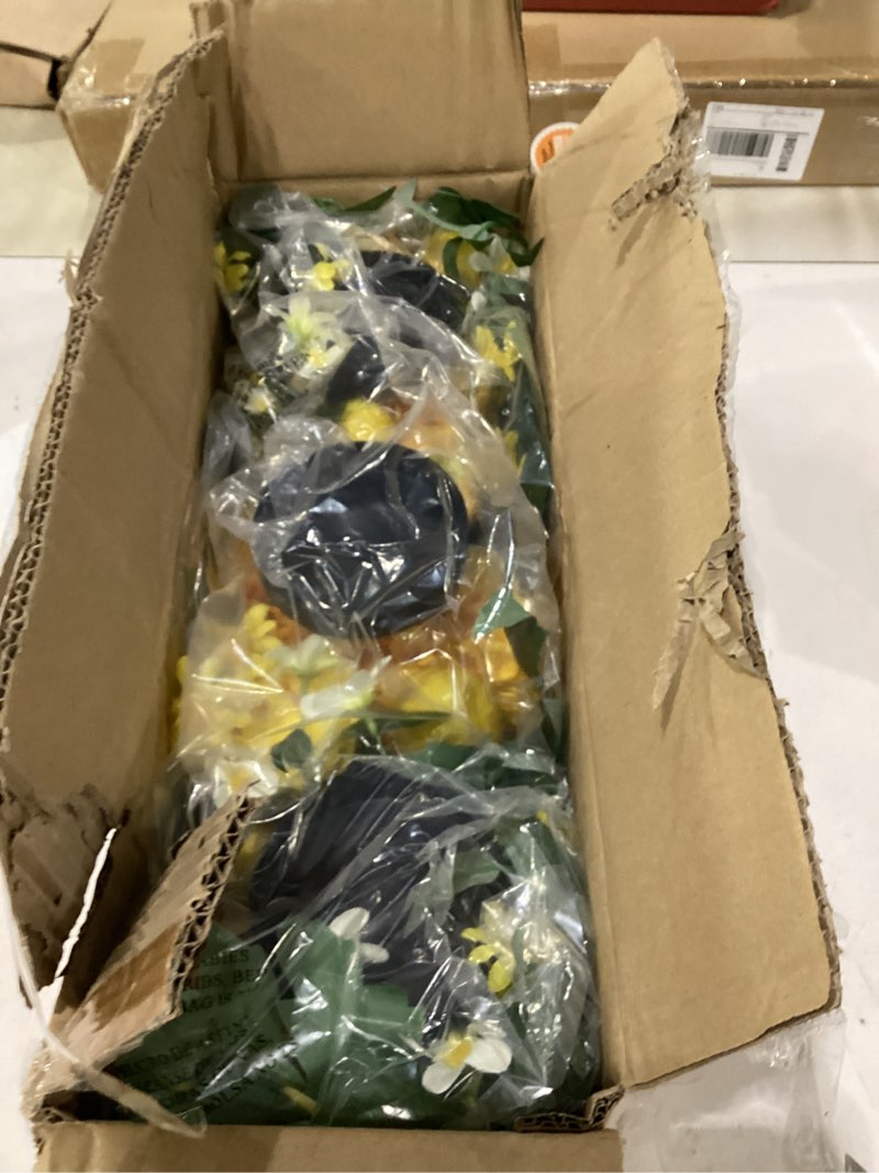 Condition photo showing New/Like New for 25 inch lemon floral centerpiece for dining table with 3 candle holders spring summer table centerpiece with artificial peony & faux lemon flower arrangement, mantel rustic farmhouse decor