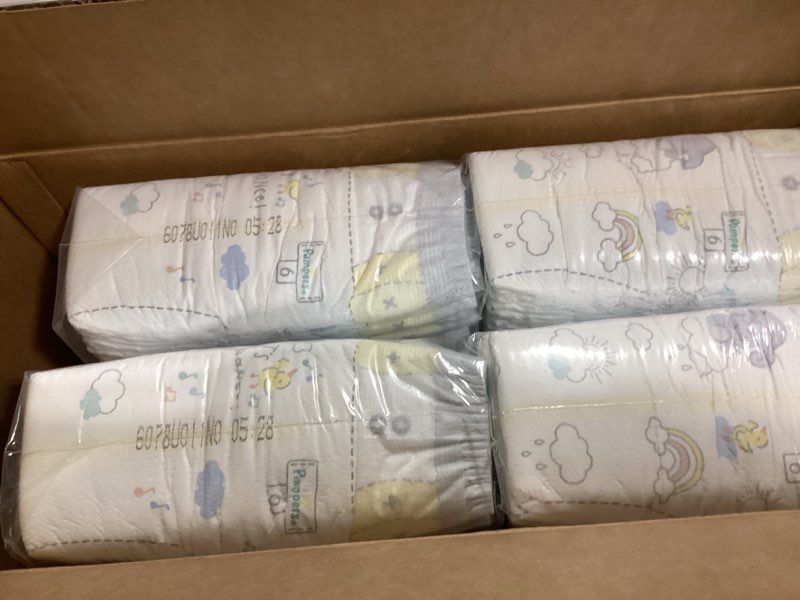 Condition photo showing New/Like New for pampers swaddlers diapers, size 6 (23-44 lbs), 108 count, absorbent, keeps baby dry and comfortable, skin safe disposable baby diaper (packaging may vary) size 6 108