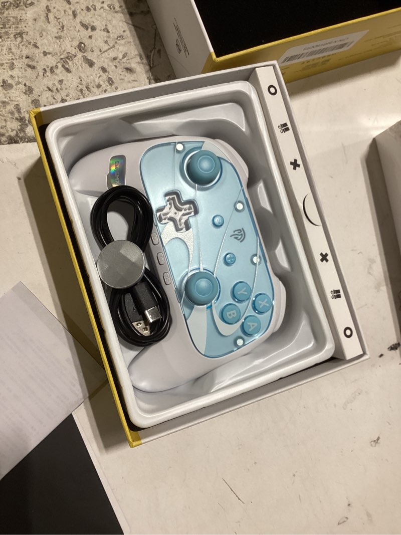 Condition photo showing Good Condition for easysmx s10 controller for switch 2/ switch/pc-one key wake-up, tmr anti-drift joystick, mechanical buttons, 6 axis gyro, bluetooth switch controller with rgb & swappable d-pad white blu