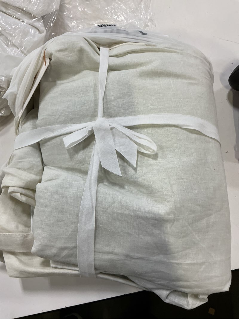 Condition photo showing Good Condition for quince european linen true blackout curtain - single panel, 96x84, ivory