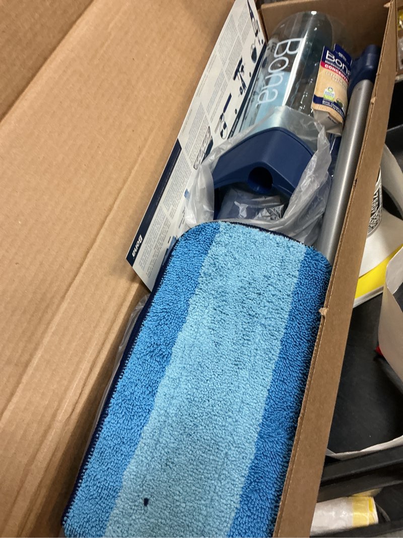 Condition photo showing Good Condition for bona hardwood floor premium spray mop - includes wood floor cleaning concentrate and machine washable microfiber cleaning pad - dual zone cleaning design for faster cleanup