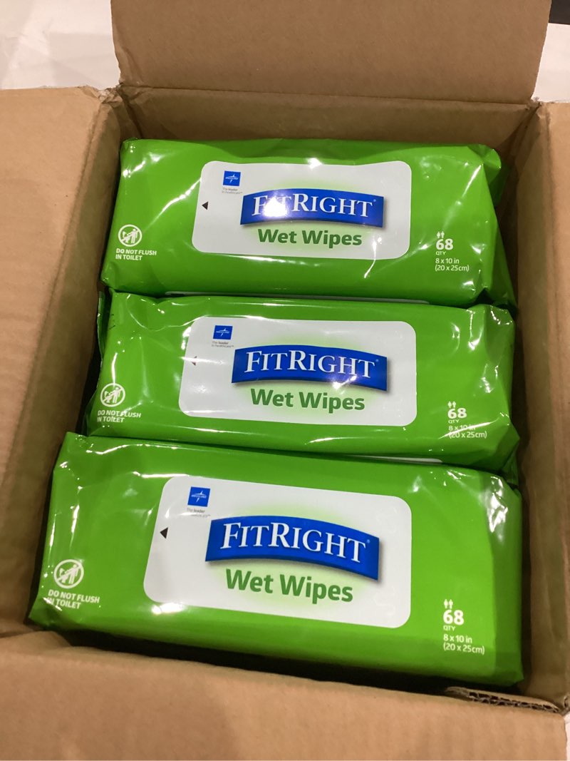 Condition photo showing Good Condition for medline fitright aloe personal cleansing cloth wipes, scented, pack of 12, 8 x 10 inch adult large incontinence wipes