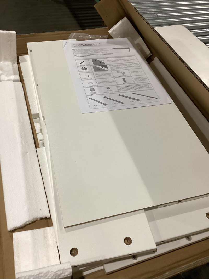 Condition photo showing Good Condition for woodtalks Stackable 1 Drawer Dresser, Multi-Purpose Storage Closet Cube Dressers for Bedroom, Storage Cabinet for Entryway, Nightstand Sofa Beside Table Drawer Chest, 23.6 in, White