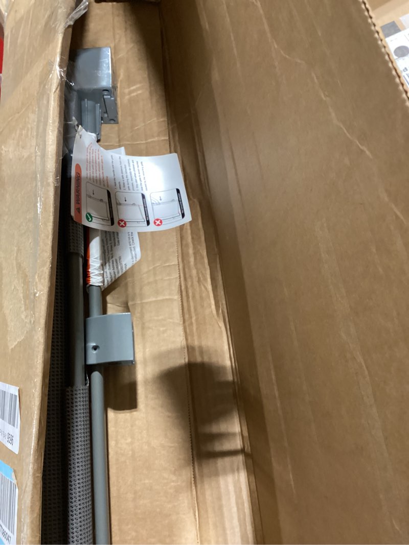 Condition photo showing As Is for Retractable Baby Gate for Doorways and Stairs, Mesh Safety Gate for Pet, Indoor & Outdoor Use, One-Hand Operation, Easy Installation, 33.6" Tall, Expands to 55" Wide?Grey,33.6"x55" 33x55 Inch Gray