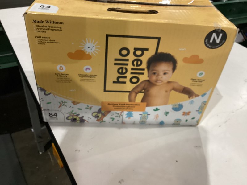 Condition photo showing New/Like New for Hello Bello Diapers, Size Newborn (NB, Up to 10 lbs), 84 Count of Premium Disposable Baby Diapers in Woodland Animals and Koala Kids Designs, Hypoallergenic with Soft, Cloth-Like Feel