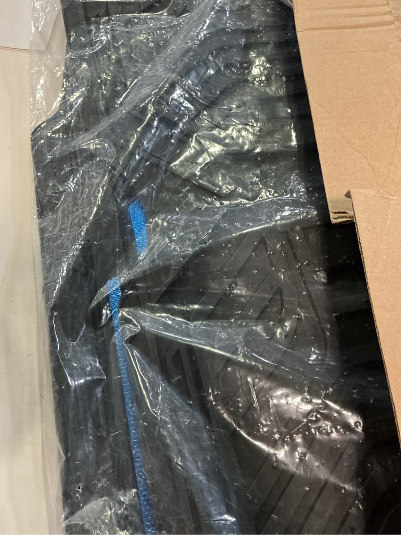 Condition photo showing Good Condition for pic auto heavy duty rubber floor mats, blue aluminum film car mats set, front and rear car mats with anti-slip backing, all weather protection, trim-to-fit for automotive suv, sedan, van