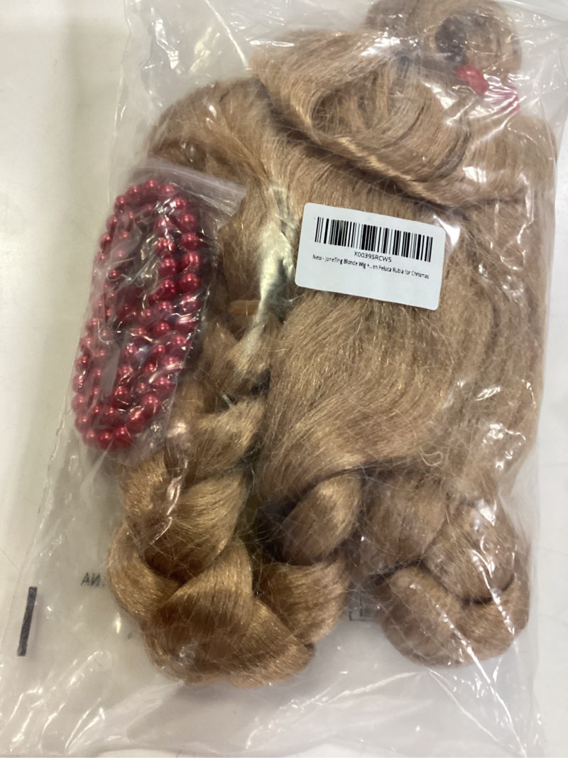 Condition photo showing New/Like New for joneting blonde braided wig?+1 hair cap+1 necklace +1 bracelet +2 earrings? blond braided wigs for party cosplay costume long blonde braid wigs with accessories for women peluca for christmas