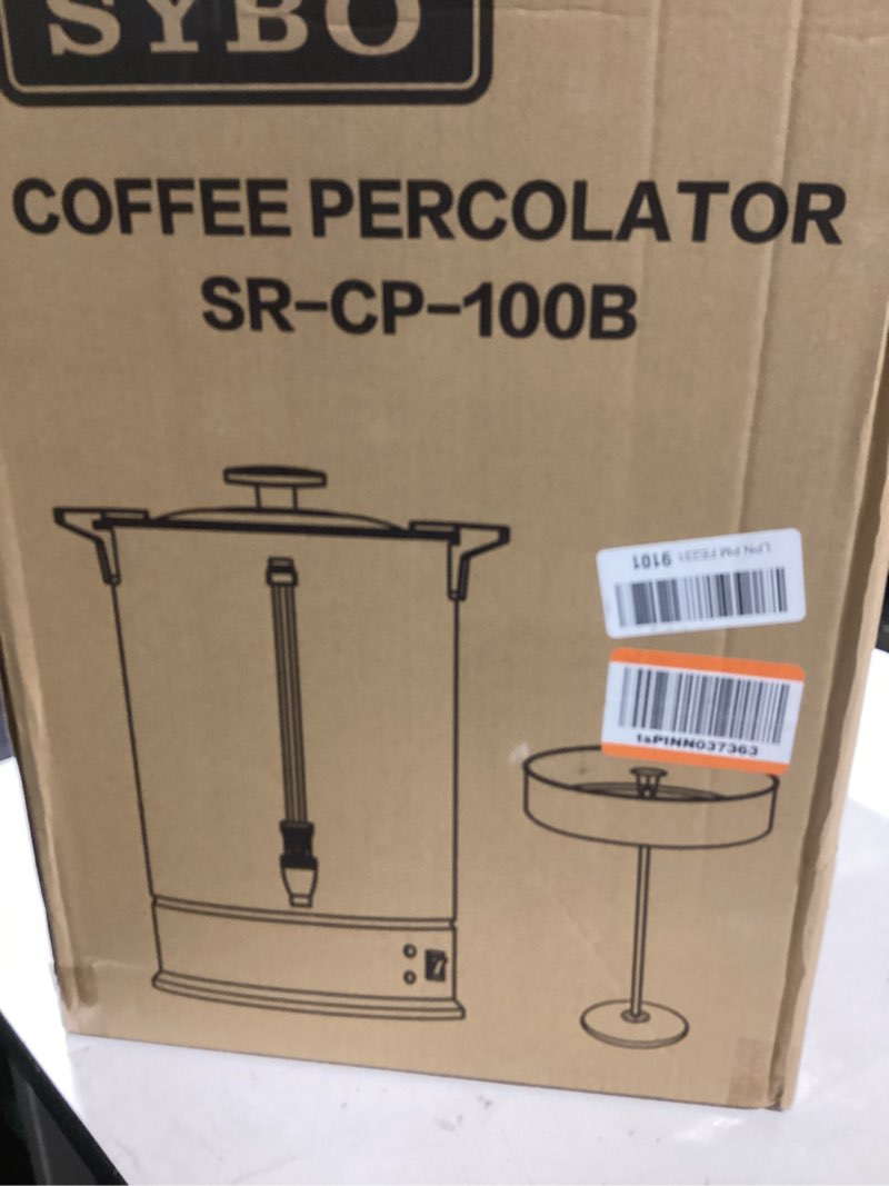 Condition photo showing Good Condition for SYBO SR-CP-100B Commercial Grade Stainless Steel Percolate Coffee Maker Hot Water Urn for Catering, 100-Cup 16 L, Metallic 16L Metallic
