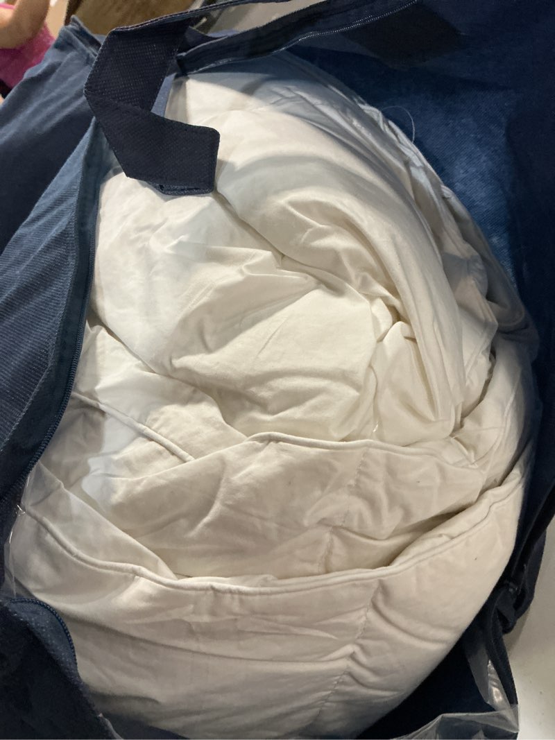Condition photo showing As Is for serta goose feather down fiber cotton comforter queen size - 100% cotton duvet insert - hotel luxury hypoallergenic bedding comforter all season medium warmth 90 x 90 inch white