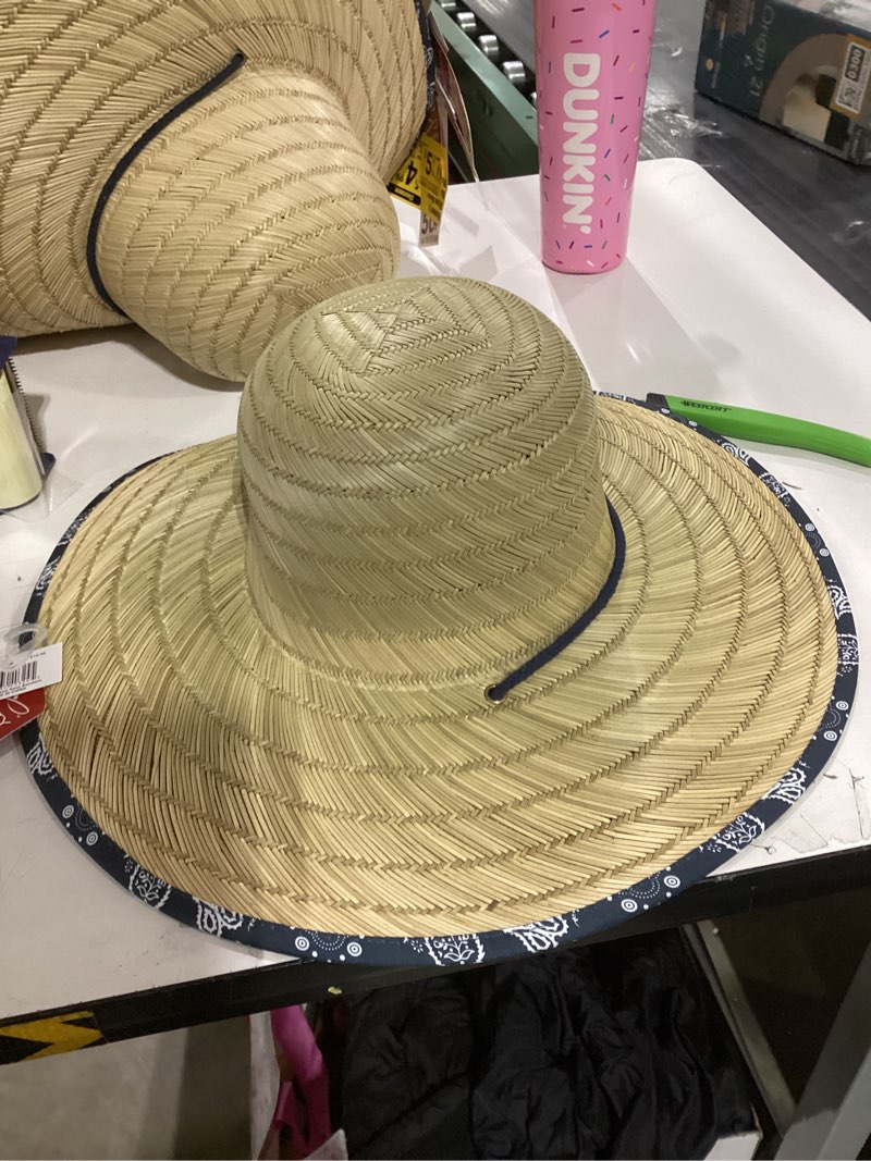 Condition photo showing Good Condition for Infinity Brands Women's Tan/Navy Straw Wide-brim hat