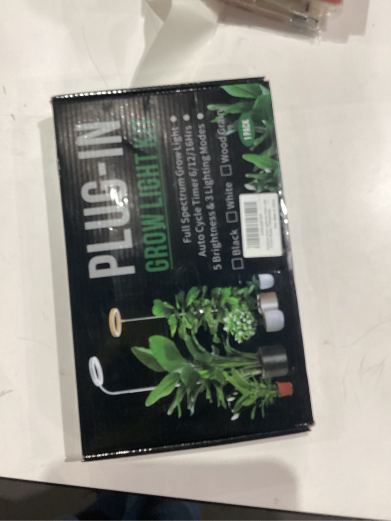 Condition photo showing New/Like New for 6-inch Grow Lights for Indoor Plants, Full Spectrum Plant Lights for Indoor Growing with 6/12/16H Timer, 3 Color Modes, 5 Brightness, 10"-65" Height Adjustable Wood Grain Plant Growing Lamp Faux Wood Grain-6.3in 1 Pack