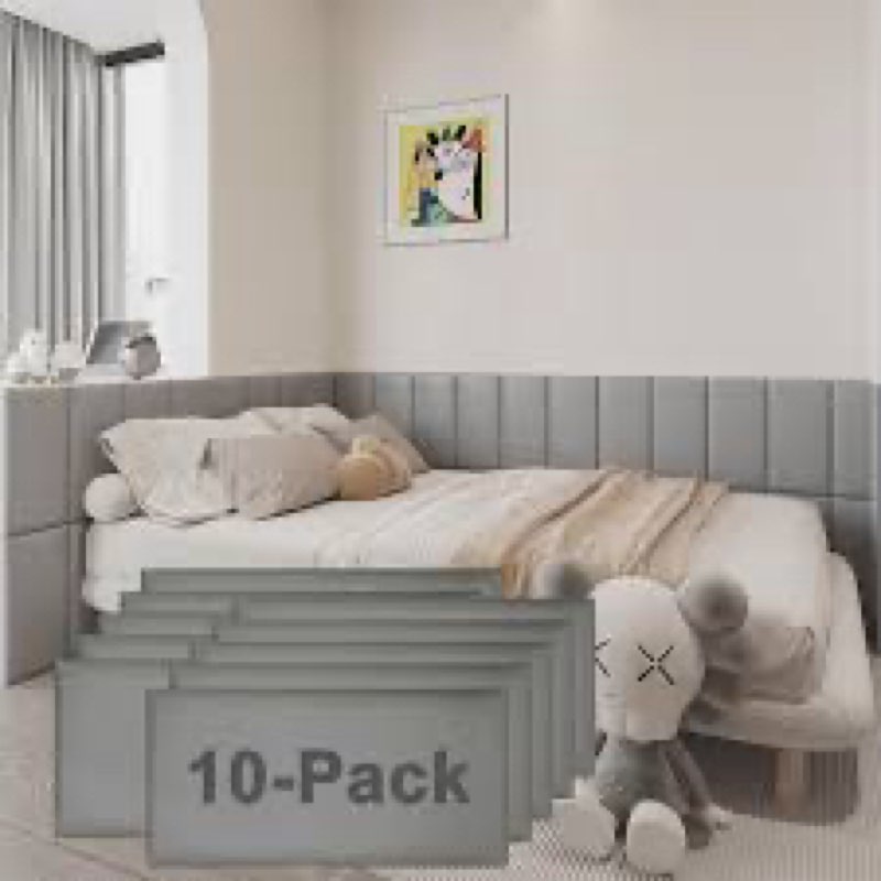 YU LI 3DH 3D Anti-Collision Wall Padding for Kids Self-Adhesive 10PCS Grey headboard Panels for Wall