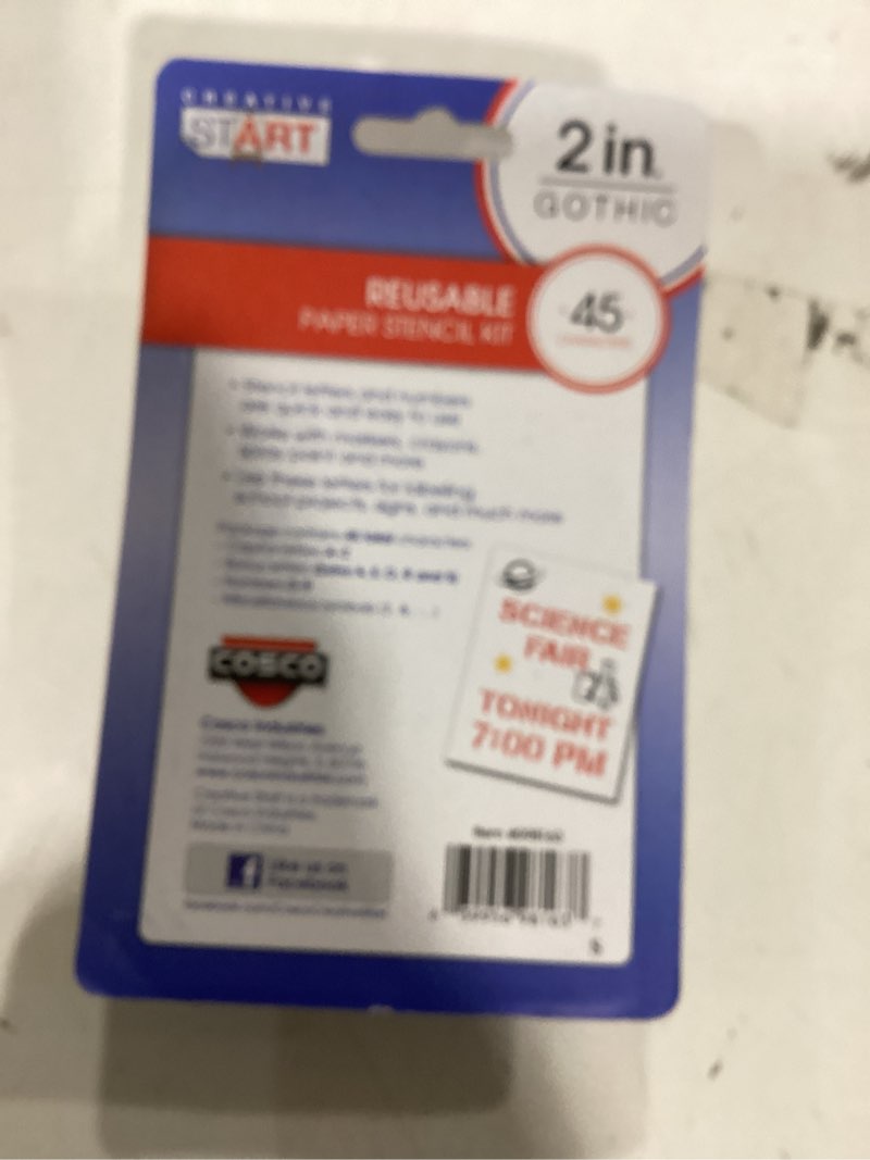 Condition photo showing New/Like New for Creative Start® Reusable Stencil, Letters, Numbers and Characters, 2", Gothic (098163)