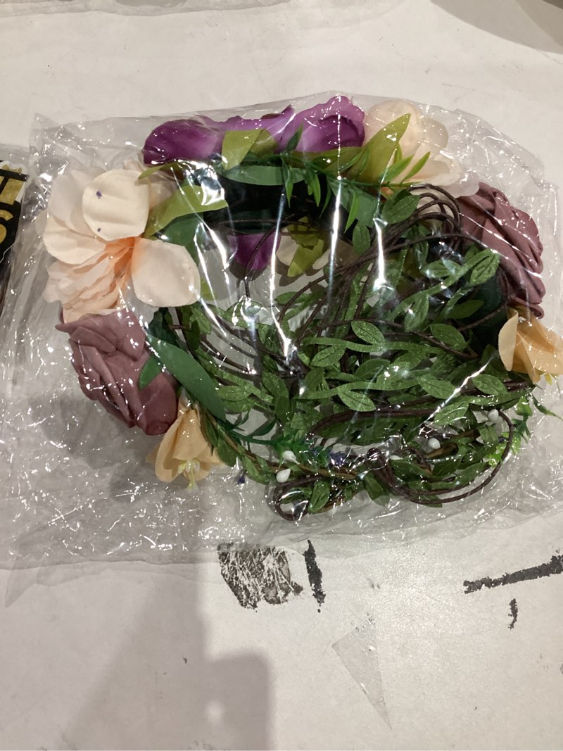 Condition photo showing As Is for YnimioAOX Handmade Adjustable Flower Wreath Headband Halo Floral Crown Garland Headpiece,A11-pure white