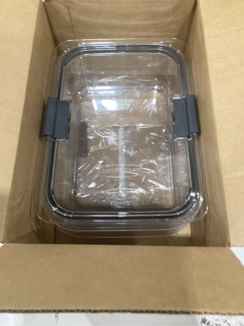 Condition photo showing As Is for missing a lid rubbermaid brilliance bpa-free food storage containers with lids, airtight clear set of 2 (9.6 cup), ideal for lunch, meal prep, and leftovers 9.6 cup (4-piece)