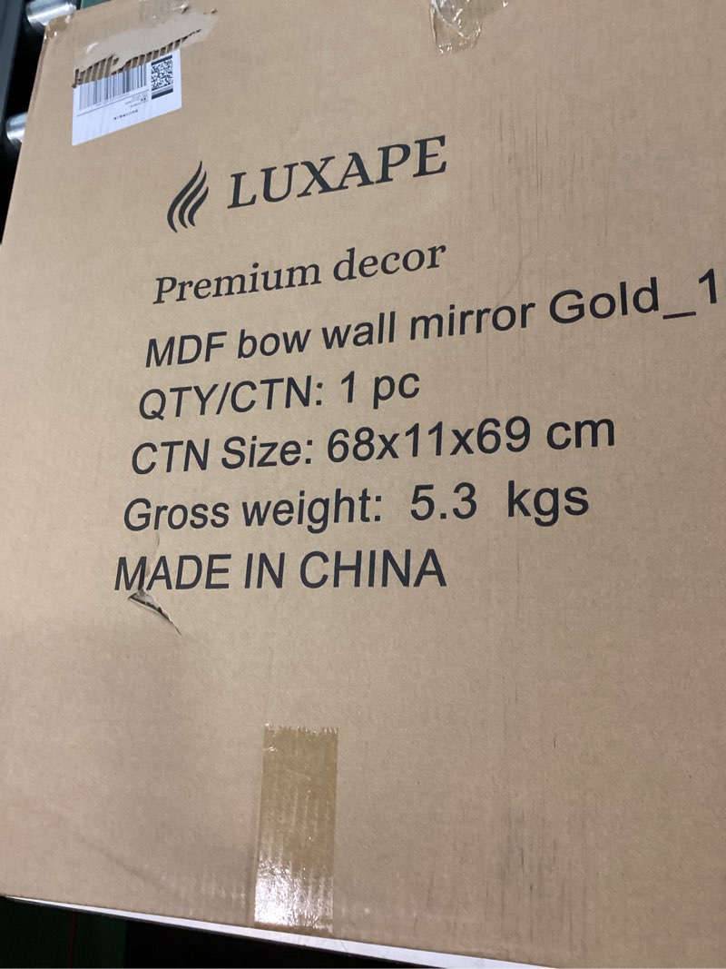 Condition photo showing New/Like New for luxape 24-inch gold bow resin mirror – perfect decorative accent for nursery and elegant baby room decor (gold_1, 24in)