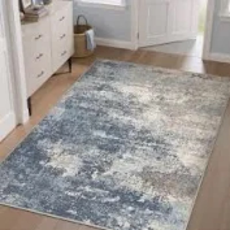 Asher Modern Abstract Machine Washable Area Rug With Non-Slip Backing