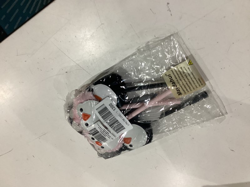 Condition photo showing Good Condition for maydahui 6 pcs plush penguin pom pom pen fluffy fur ball rollerball gel pens cute cartoon animal pen with12 pcs refills black ink for office school party school