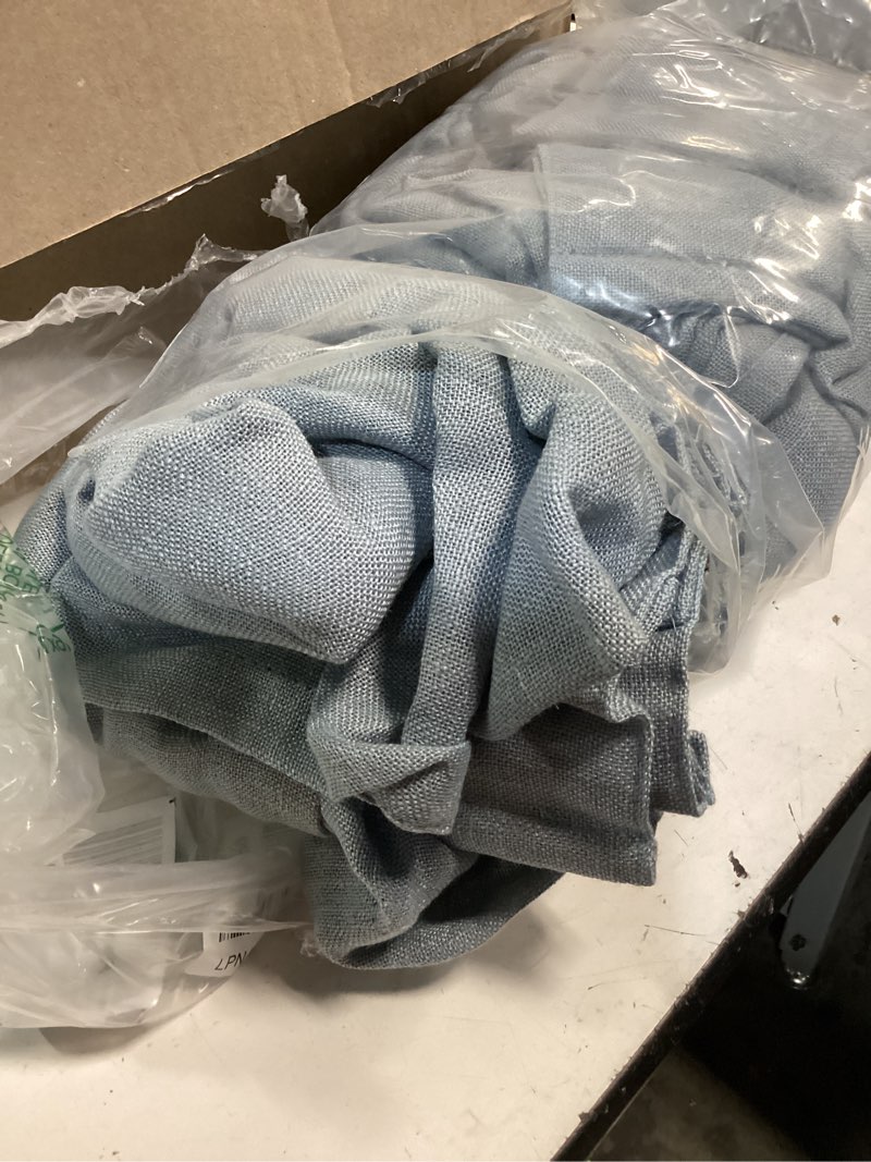 Condition photo showing Good Condition for miulee pinch pleated stone blue linen curtains 96 inches long 2 panels for bedroom living room, soft thick linen textured window drapes back tab hooks semi sheer light filtering dusty blue decor stone blue 40"w x 96"l (pack of 2)
