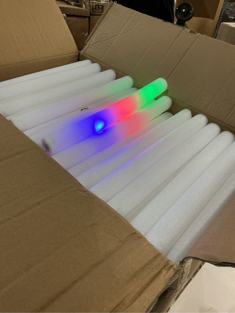 Condition photo showing New/Like New for 216-Pack Foam Glow Sticks Bulk – Our Premium LED Foam Light Up Sticks Are Perfect as Wedding Glow Sticks for Reception, Parties, and Club Events! Ideal as Light-Up Party Favors, Reception Supplies. 216pc