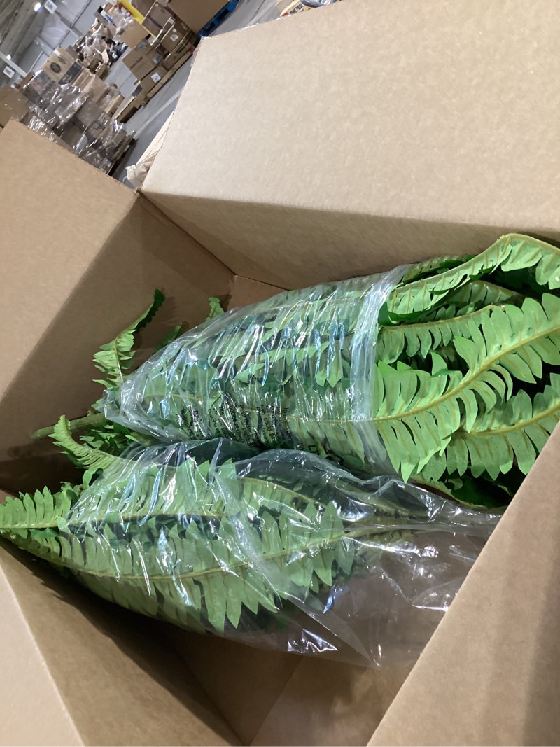 Condition photo showing Good Condition for forest prince 45" fake ferns, realistic large artificial bush plants, 2 artificial boston ferns with 59 fronds for outdoors planter indoor home garden porch decor