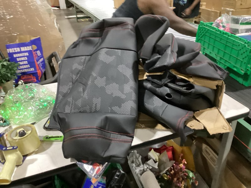 Condition photo showing Good Condition for leather seat covers custom fit for tacoma gen 3rd double & crew cab (2016-2023) - fully covered - fit like a glove - center console armrest covers included - camoblack-red stitching ( camoblack-red stitching ) & full set for tacoma gen 3rd (2016-2023) & crew cab