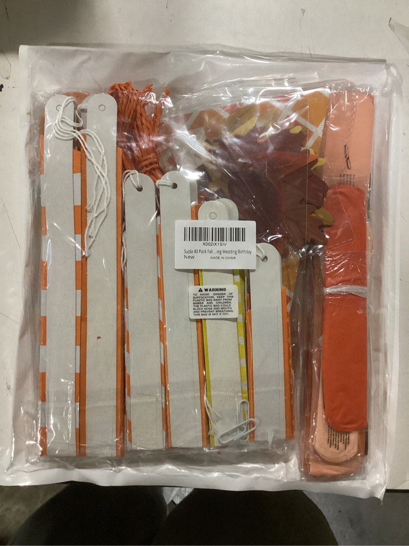Condition photo showing New/Like New for Supla 40 Pack Fall Party Decorations Set – Includes Autumn Hanging Paper Fans Pom Poms Fall Maple Leaves Party Swirls Streamers Fall Banner Backdrop Garland String for Thanksgiving Wedding Birthday
