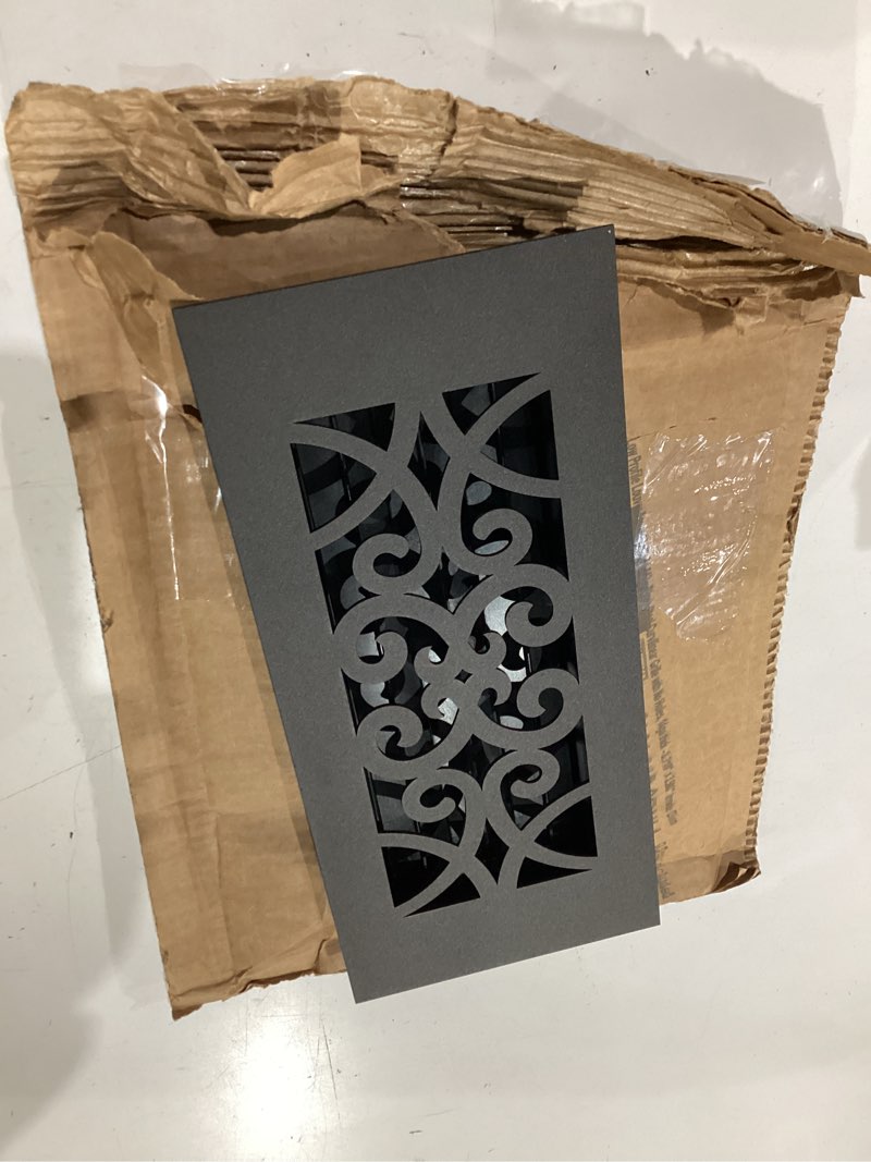 Condition photo showing Good Condition for reggio register 4x10 floor vent cover, low-profile steel register, black curvilinear pattern, rust-resistant louver, made in usa curvilinear 1-pack black