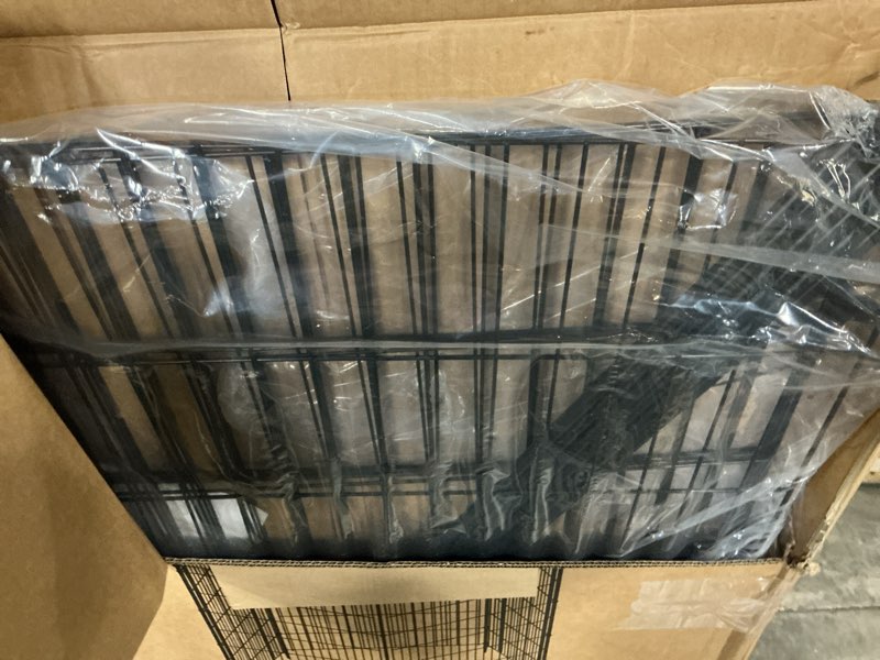 Condition photo showing As Is for ( incomplete 5 panels only ) 10 panels no dig garden fence animal barrier, 48in(h) × 26.25ft(l) decorative metal outdoor dog fence, rustproof pet fencing for yard, patio, flower bed -temporary fencing| easy to install 10 panels-48 in(h) x 26.25 ft(l)