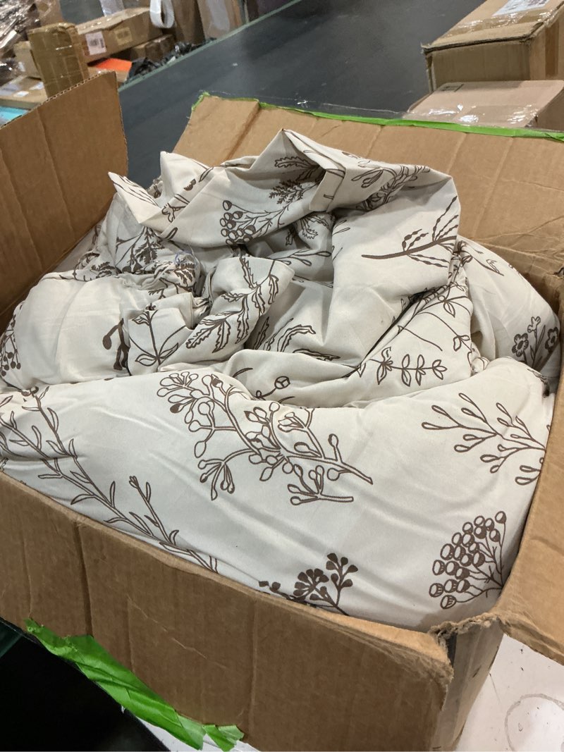 Condition photo showing As Is for bedsure king comforter set - beige bed set, 3 pieces cute floral bedding, 1 soft botanical flowers comforter and 2 pillow shams king 28 - beige