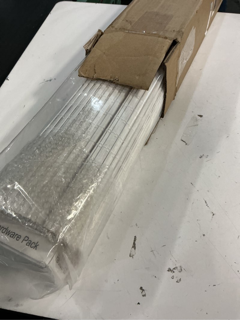Condition photo showing Good Condition for lazblinds cordless bamboo roman shades, privacy blinds for interior windows, room darkening roll up bamboo blinds for home & patio, 30" w x 64" h, alpine ivory alpine ivory 30" w x 64" h