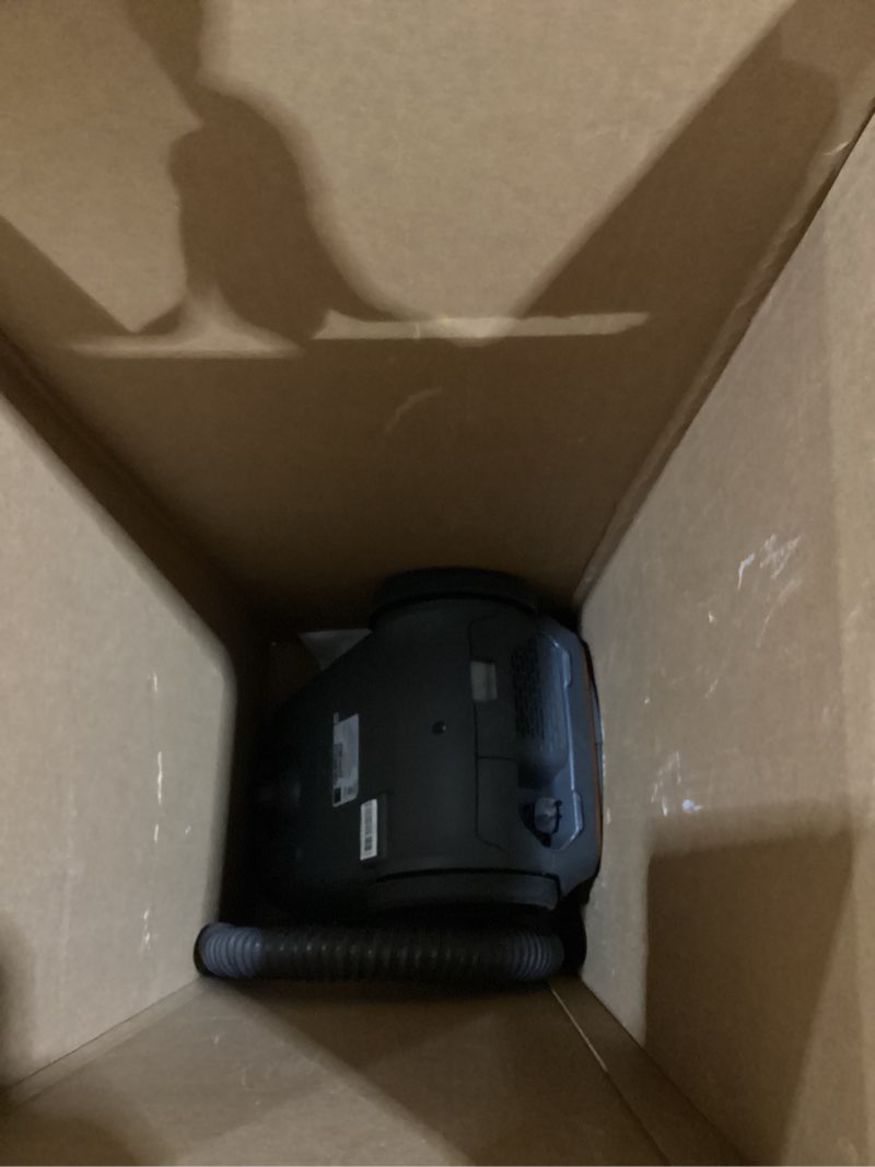Condition photo showing As Is for base only used not tested kenmore 81214 200 series pet friendly lightweight bagged canister vacuum with hepa, 2 motor system, and 3 cleaning tools-orange kenmore 200 series + hepa + 2 motor system