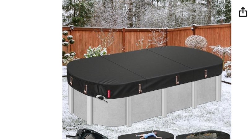 QH.HOME Winter Oval Pool Cover for 15x30 Ft Steel Wall Oval Pool, [Excellent Windproof ] with Adjust