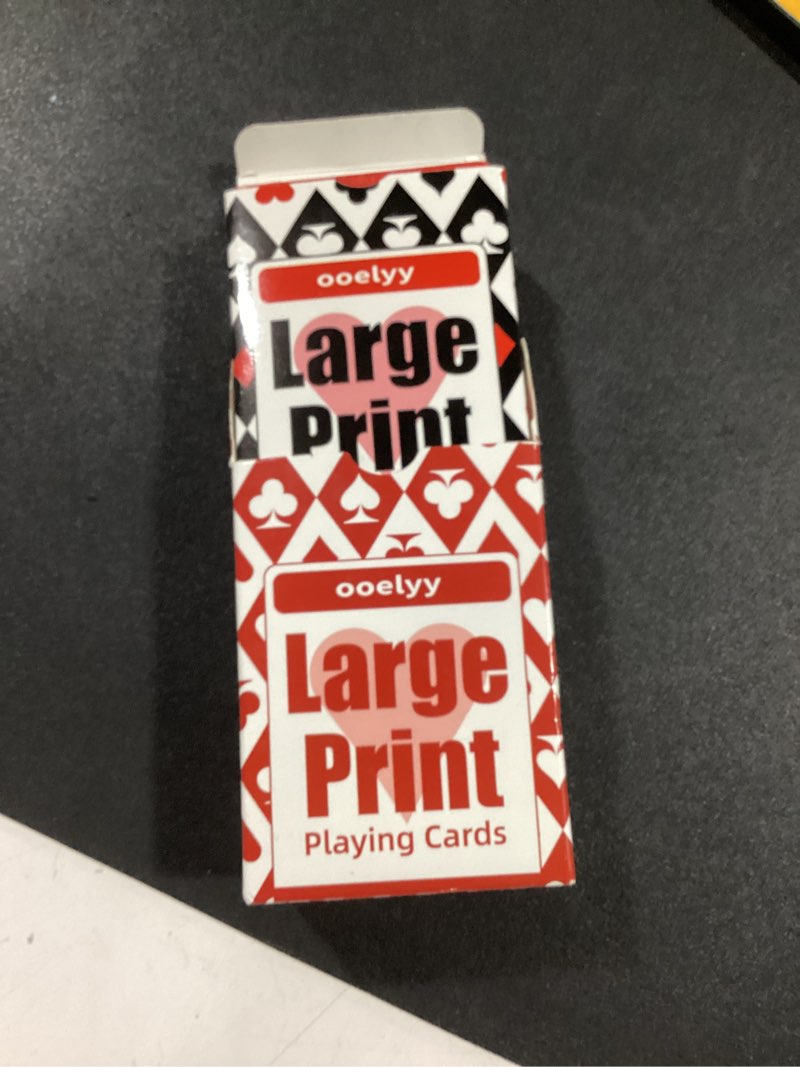 Condition photo showing Good Condition for large print playing cards 2 pack, low vision playing cards big numbers, easy to read deck of cards for visually impaired, seniors, red black background is more eye-catching