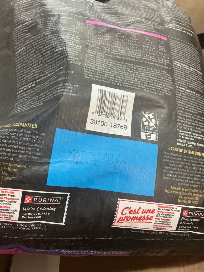 Condition photo showing As Is for ((B.B.Y JUN/2027)Purina Pro Plan Sensitive Skin and Stomach Puppy Food Lamb and Oat Meal Formula - 24 lb. Bag