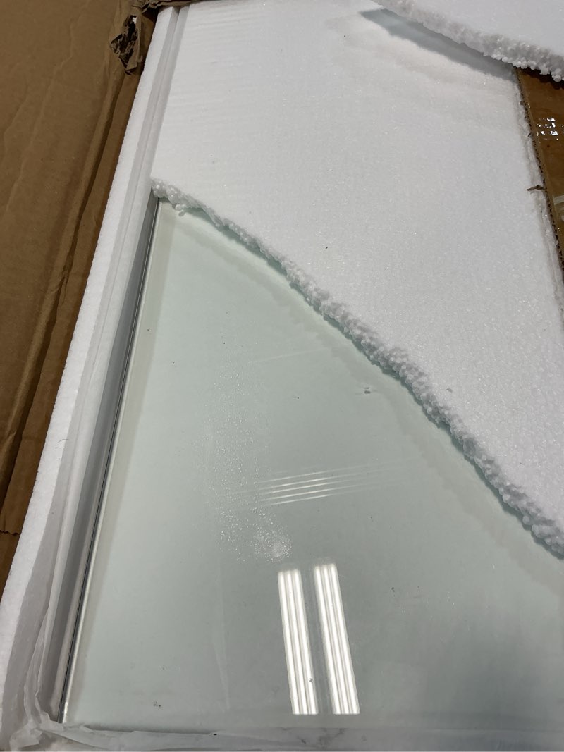 Condition photo showing As Is for rectangle tempered glass table top, clear surface 1/4" thick flat polished edge for furniture protection patio dining coffee end tables 20 in x 36 in
