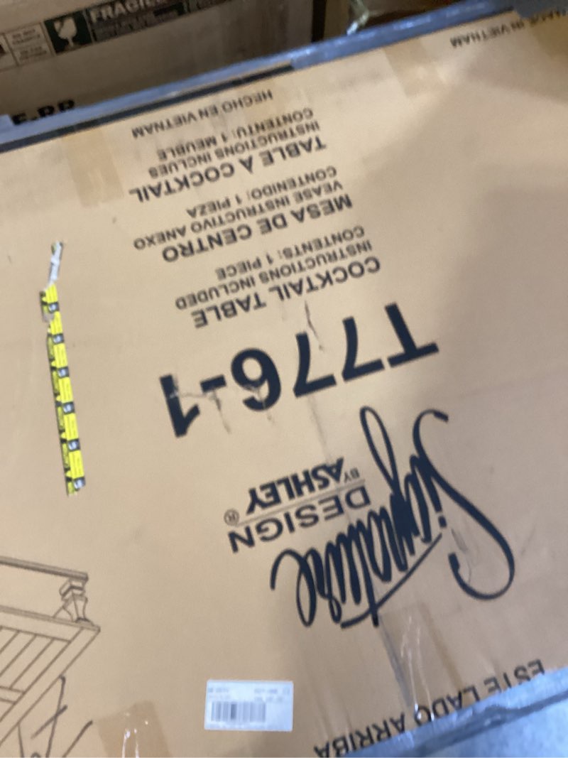 signature design by ashley johnelle farmhouse coffee table with weathered gray finish, gray