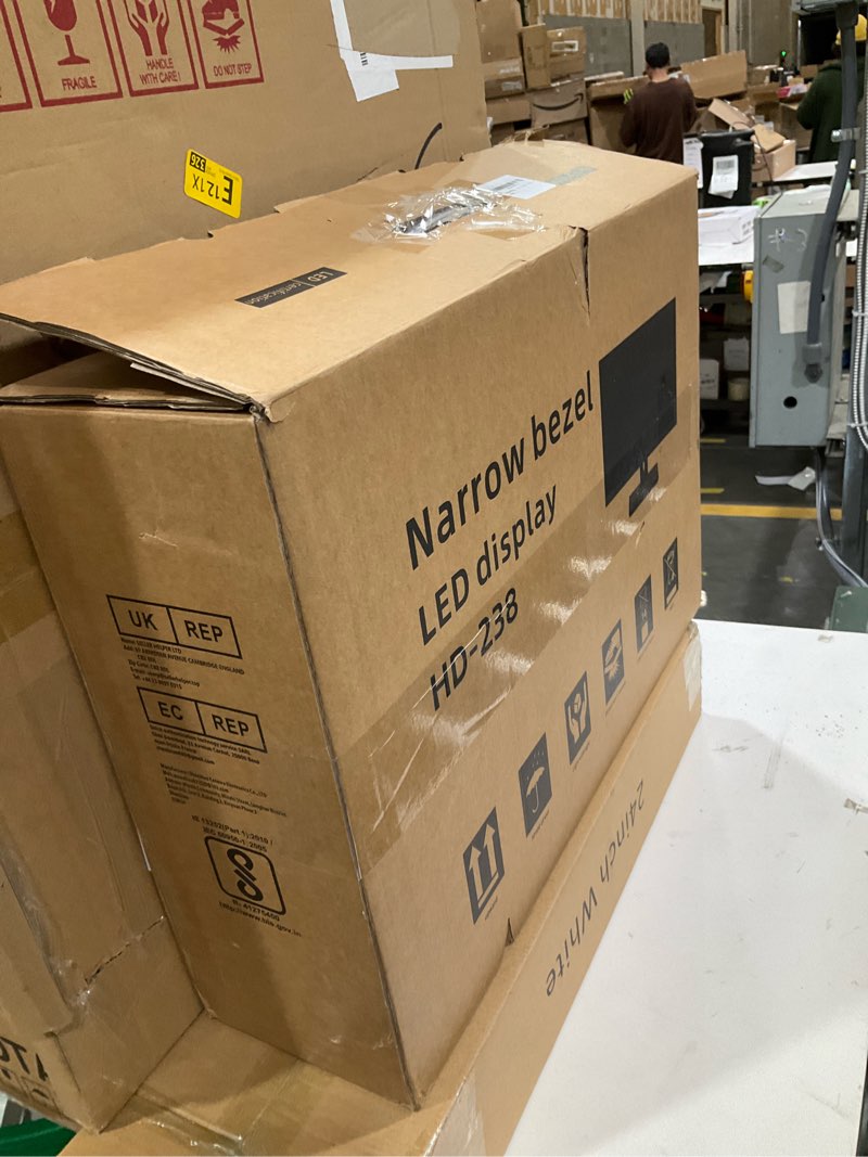 Condition photo showing As Is for 23.8 inch Computer Monitor 1920x1080 Vertical PC Monitor with HDMI VGA AV BNC USB Ports, Multi-Function Stand, VESA, Display Frameless Build-in Speakers for Office Home 23.8 inch HDMI VGA AV BNC USB Ports