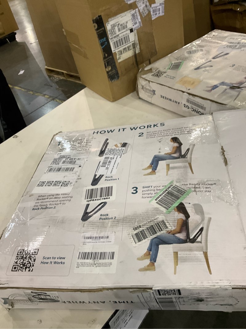 Condition photo showing As Is for READY ROCKER Deluxe Slate | Adjustable Ergonomic Portable Rocker | Back Pain Relief & Relaxation | Black Rocker & Deluxe Cover | Back & Lumbar Support for Chair | Lightweight & Portable | 3.0 Model Gray and Black