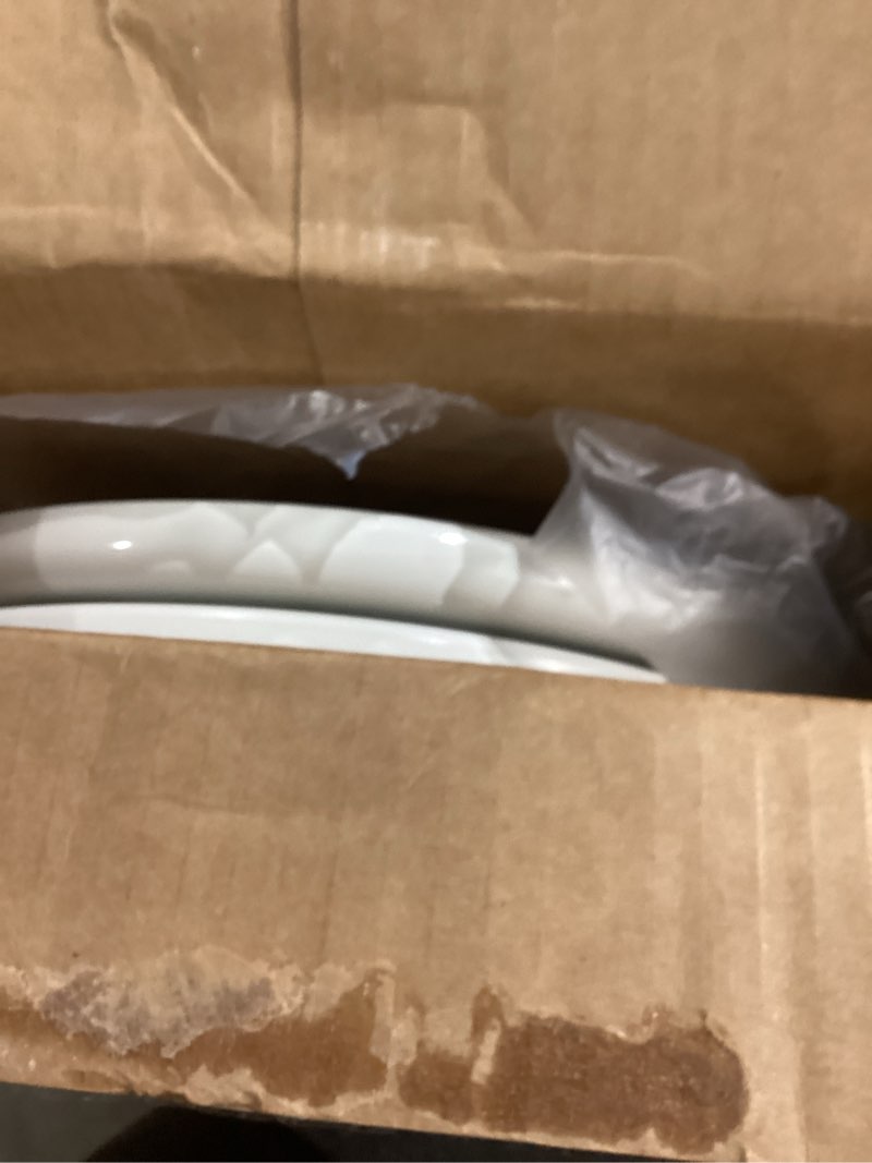 Condition photo showing As Is for Mayfair Linden Slow Close Toilet Seat, Non Slip Heavy Duty Wood, Easy Install, Round, White Round Traditional Hinge