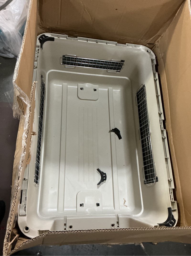 Condition photo showing Good Condition for SportPet Designs Plastic Kennels Rolling Plastic Wire Door Travel Dog Crate, XXL 2e) XX-Large (Cream/Gray)