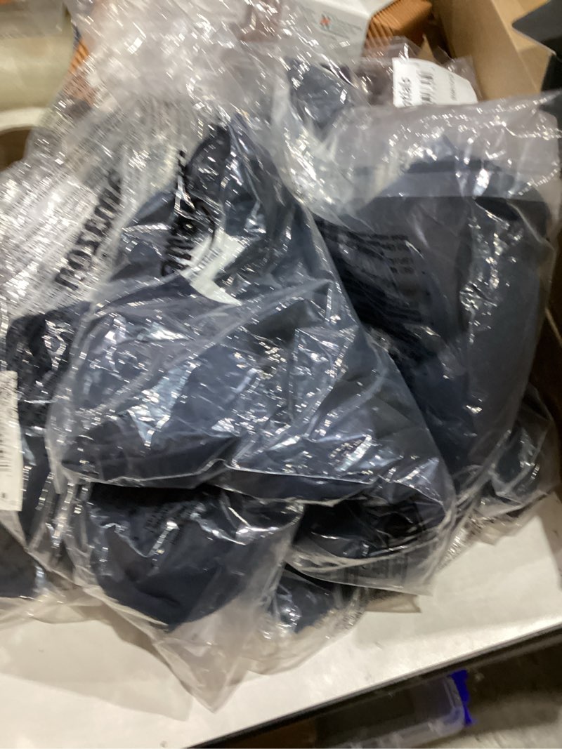 Amazon Essentials Women's Lightweight Georgette Half-Sleeve Ruffle Neck Woven Blouse, Navy, Small